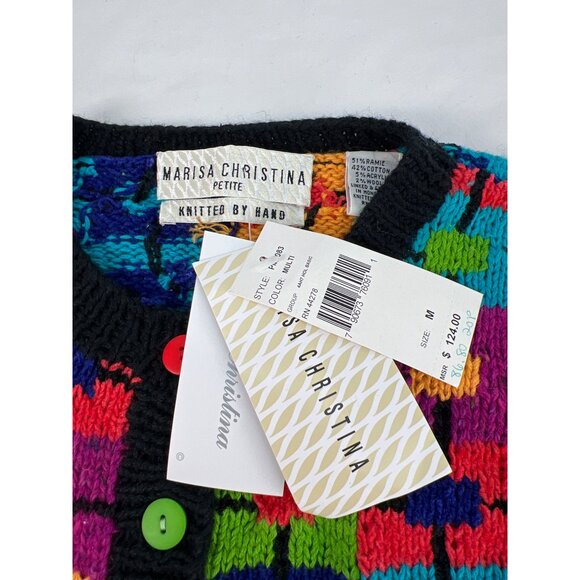 Marisa Christina Petite Multicolor Geometric Knit Cardigan Sweater Size M NWT - Picture 3 of 7